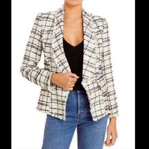 NWT Aqua Plaid Tweed Double-Breasted Blazer